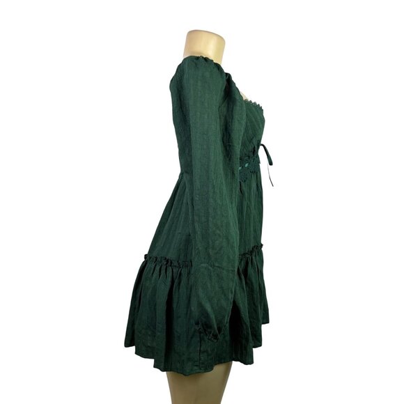 Altard State Womens Hunter Green Blend Mini Dress Lace Detail Long Sleeve Sz M - Picture 3 of 15